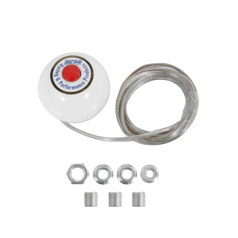 B&M 46112 White Replacement Shifter Knob with Button and SAE Threads - Image 1